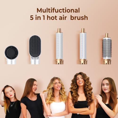 Image of 5 in 1 Blow Dryer Brush, Upgrade Hair Dryer Brush Air Curler Air Curl Wrap