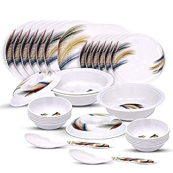White Rose 32 pcs Melamine Dinner Set (White Rose)