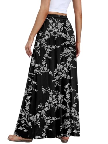 DB MOON Womens Maxi Skirt 2025 Casual Flowy Elastic High Waist Long Skirts with Pockets2