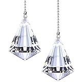 Jovitec 2 Pack Clear Cone Crystal Pull Chain Extension with Connector for Ceiling Light Fan Chain, 1 Meter Long Each Chain