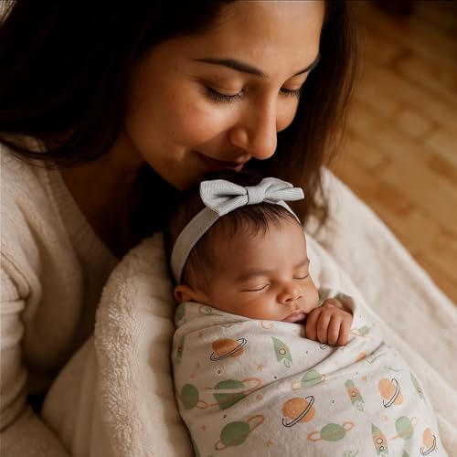 Image of Blushbaby Premium Muslin Swaddle Wrap for Newborn Baby Pack of 3 | 120 GSM, 100x100 cm | Ultra Soft Breathable Malmal Baby Swaddle Blanket, Multipurpose Lightweight Baby Wrap, Blanket for Infants