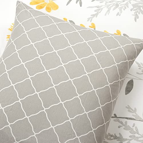 Image of Lush Decor Aprile Reversible Soft Cotton Duvet Cover, 3 Piece Set, Full / Queen, Yellow & Gray - Duvet Covers - Floral Bedding Set - Queen Duvet Cover