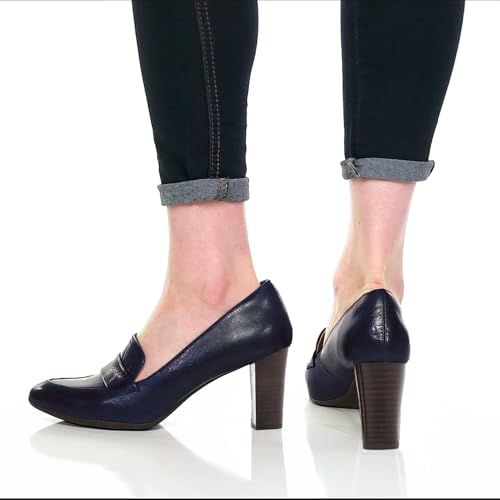 Image of MOOMMO Women Chunky Block Heel Pumps Round Closed Toe Slip On Oxford Loafers Shoes High Heels Snakeskin Work Pump Suede Loafer for Office Ladies Classic Formal Business Professional 4-13 M US