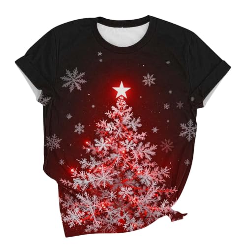 Christmas Shirts for Women Short Sleeve Crew Neck Top Going Out Blouse - image 5