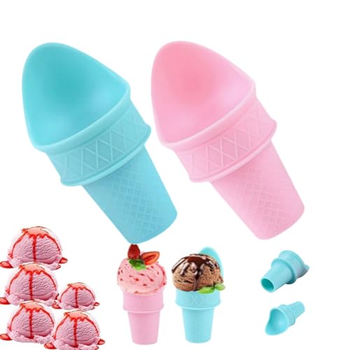 MOHXFE Soporte Para Cucuruchos De Helado,Cuchara para Conos de Helado,Cucuruchos De Helado Reutilizables,Soporte De Plástico Para Helados,Cuchara De Helado En Forma De Cono (2PC-C)