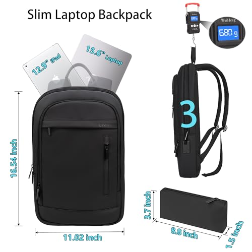 Business Backpack for Men Lightweight Commute Laptop Backpack Anti-Theft Water Resistant Backpack for 15.6 Inch Computer for Daily Office Work with Small Bag (Black)2