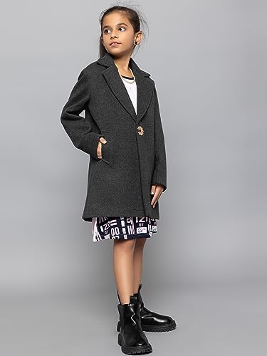 Image of CHKOKKO Girl's Wool Blend Stylish Standard Length Winter Wear Button Coat For Kids