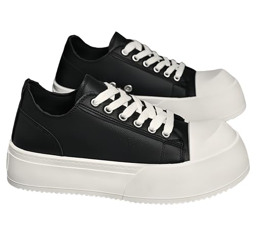 Men's Comfortable Leather Casual Sports Shoes - Thick PVC Anti-Slip and wear-Resistant Sole with Thick Heel Design