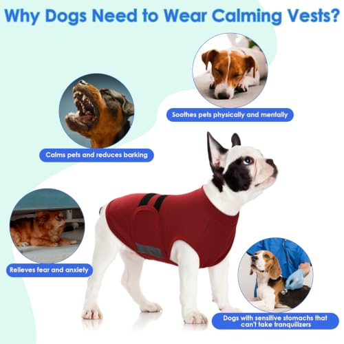 Image of MIGOHI Dog Anxiety Relief Coat,Comfort Anxiety Vest for Dogs,Adjustable Dog Anxiety Calming Wrap for Fireworks,Travel,Separation,Anxiety Jacket for Small Dogs,S,Rosy-Red