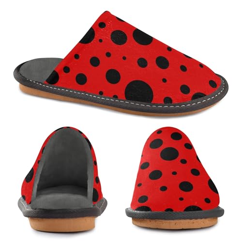 ODAWA Red Polka Dots Men Comfortable Memory Foam Winter House Slippers Slip On House Shoes Size 4-54