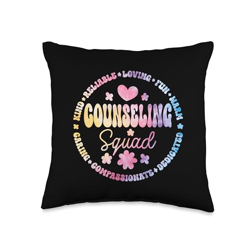 Groovy Counseling Squad Appreciation Week Back to School Throw Pillow