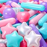 Heopeis 150 Count Ball Pit Balls for Ball Pit, 4 Shapes BPA Free Crush Proof Plastic Toy Balls for Ball Pit, Children's Pool Water Toys, Macaron Ocean Balls with Storage Bag.