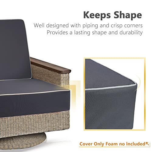 Porch Shield Outdoor Patio Cushion Covers Set 4 Waterproof Fade Resistant Chair Seat Cushion Slipcovers 22 X 20 X 4 Inch, Dark Grey #TOP3