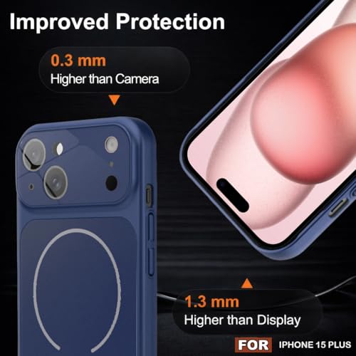 Image of SHINESTAR Premium Luxury Case Compatible with iPhone 15 Plus | Protective Back Cover with Camera Lens Safety | Wireless Charging Support | Slim Fit Durable Design | Enhanced Grip Protection Blue