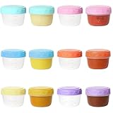 LINTRA 12 Piezas Tapers para Comida Hermetico, 80 ml Envases de Plastico con Tapa, Material PP Recipientes Herméticos para Alimentos, Resistente y Duradero, para Salsas, Aperitivos y Condimentos