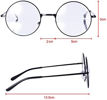 Metal Frame Round Eyeglasses Retro Metal Clear Lens Glasses, Unisex, Black, Gold, Silver Color, 3 Pairs