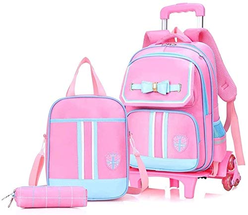 Kylin-t Los niños pequeños niños de dos piezas Escaleras bolso de la carretilla desmontable de tres ruedas for niños que suben el bolso de escuela Escuela Primaria caja de la carretilla cartera de los