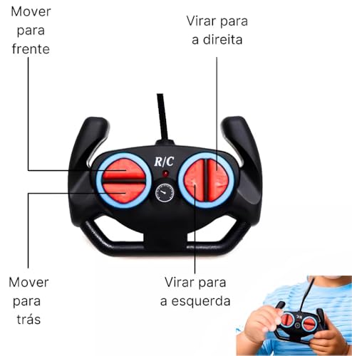 Super Carrinho de Controle Remoto com Farol 5 Funções Premium Preto Brinquedo Infantil