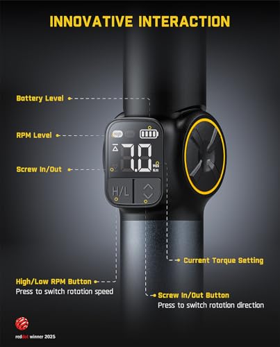 Fanttik S1 APEX Electric Screwdriver, Pivot Handle Screwdriver, Max 7N.m High Torque, 2 Speed Options, 1/4''Hex, Screen Interaction, Tech Tool for DIY Enthusiasts-Deluxe Edition thumbnail 2