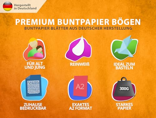 50 Stück - DIN A2 - WEISSER Bastelkarton 300g/m² – PREMIUM PAPIER Reinweiß - 42 × 59,4 cm - Unbedruckt für Fotografie, Präsentationen, Plakate, Basteln, Scrapbooking, Karton - MADE IN GERMANY