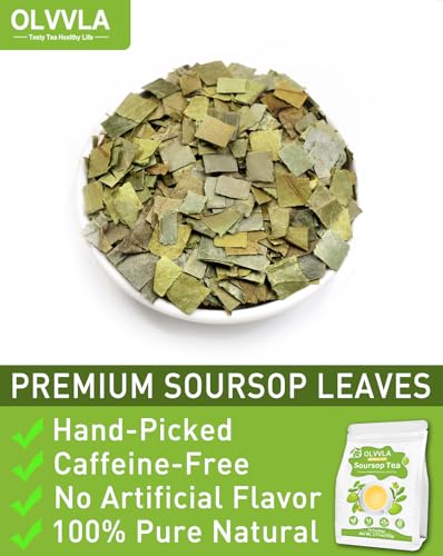 Image of Olvvla - Premium Soursop Tea Bags - 1.5g X 70 Count - Pure Natural Soursop Leaves Tea - Caffeine-free - Non-GMO - Sourced from Thailand - Support Digestion & Help Skin Health