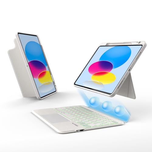 Image of EIP Magnetix Keyboard Case for iPad 11th /10th Gen 2025 2022, White Cover | Patented stylus shortcuts, adjustable hinge stand, detachable protective case, 7 color backlight, precise cutouts