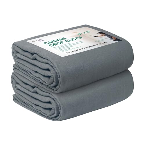 Avalon Home Canvas Drop Cloth for Painting 9x6 feet Pack of 2-8oz Painters Drop Cloths for Painting - All Purpose Canvas Tarps for Floor & Furniture Protection - Recycled Cotton Fabric