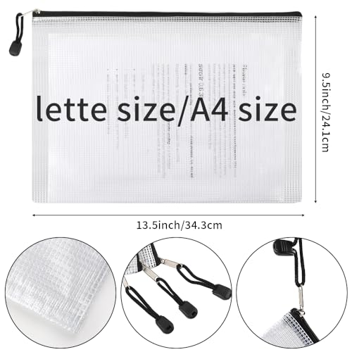 Image of EOOUT 24pcs Mesh Zipper Pouch Bags, Plastic Zipper Bag for Organizing 13.5x9.5 Inches Letter Size, A4 Size, for Office Supplies