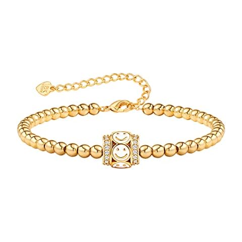 SOFYBJA Dainty Gold Link Chain Bracelets for Women Girls,Personalized Delicate Adjustable 18K Gold Plated Chain Bracelet Gifts for Her, Metal, yellow topaz Cover