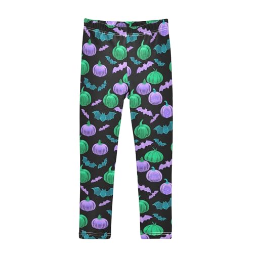 Girls' Athletic Leggings Ankle Length Yoga Dance Pants Kids Teen 4T Fluorescent Pumpkin Bat