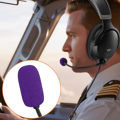 Image of SOULWIT Replacement Mic Cover for Bose A20 /A30 Aviation Headset, Microphone Spongue Filter 4-Pack Foam Cover WindScreen - Purple