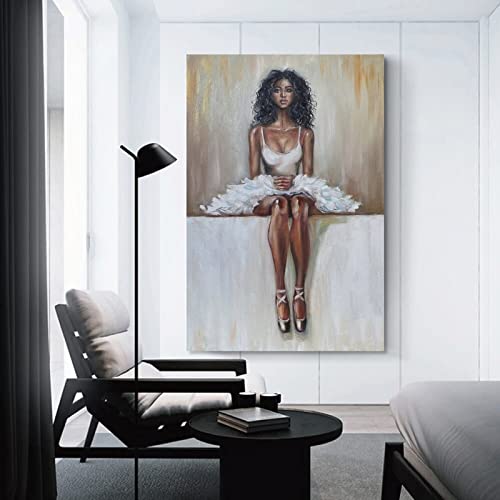 Bludug Dance Studio Wall Art Poster African American Ballerina Painting Poster Canvas Painting Wall Art Poster For Bedroom Living Room Decor20X30Inch(50X75Cm) #TOP2