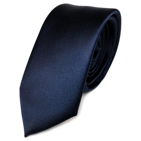 TigerTie schmale Satin Krawatte in blau marine dunkelblau einfarbig uni Cover