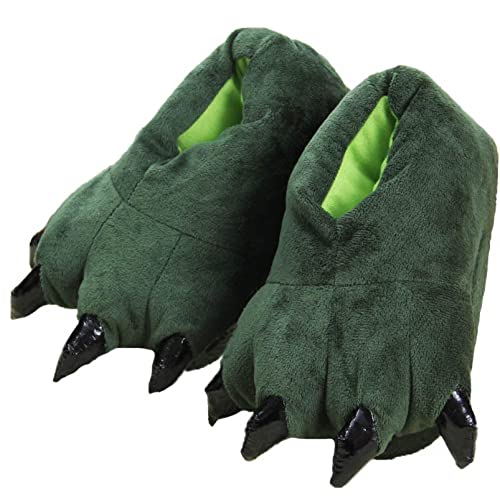 IXITON Unisex Funny Animal Paw slippers Shoes Furry Dinosaur bear Claw Slippers Cartoon plush slippers