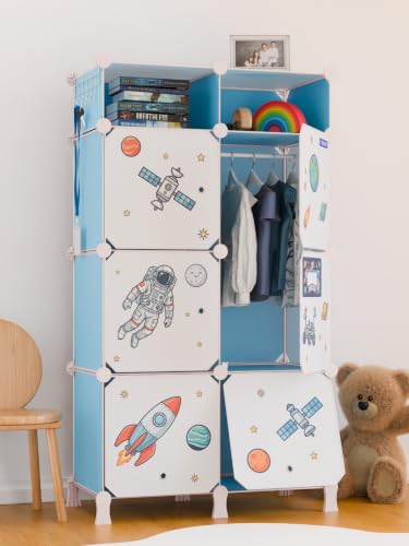 Image of BOXJOY Plastic Kids Wardrobe with 6 Doors, Sticker Sheet & 5 Hook Holder
