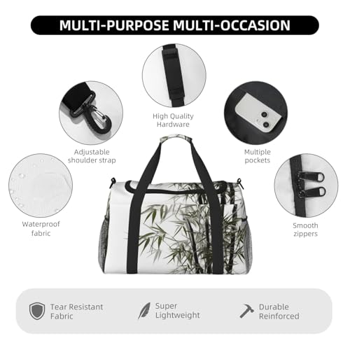 Travel Duffel Bag Lightweight Waterproof Carry On Tote Bag Foldable Weekender Overnight Bags Asian Bamboo Sport Gym Bag For Women Men3