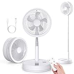 LBSTP Portable Fan Rechargeable 8000mAh Silent - 8.6 Inch Foldable 12dB Oscillating Pedestal Standing Floor Fan with Remote, USB Battery Telescopic Desk Fan for Bedroom Cruise Camping Travel Hospital