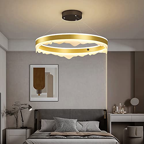 Lustre LED moderne 32W à anneau doré avec diffuseur acrylique fixe