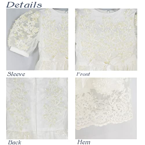 Newdeve Baby-Girls Lace Beads Infant Toddler White Christening Gowns Long (6-9 Months, Ivory) #TOP4