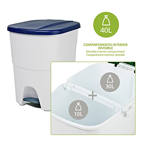 Image of Denox DEN106 Eco Pedalbin 40 litres, Blue, 393 x 352 x 470 mm