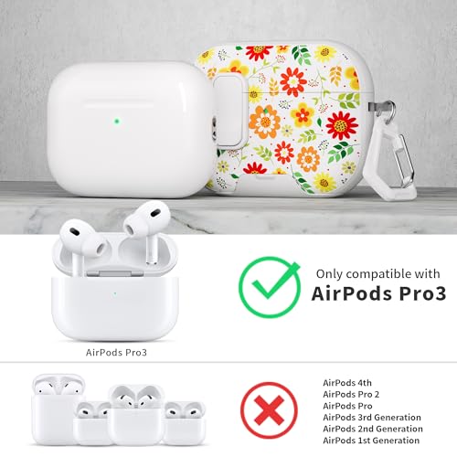 Image of for AirPods Pro 3 Case(2025) with Secure Lock Clip and Phone Stand,Floral Girly Style Protective Cover with Cleaning Kit and Hand Strap for Apple iPod Pro 3rd Generation(Sunflower Petals)