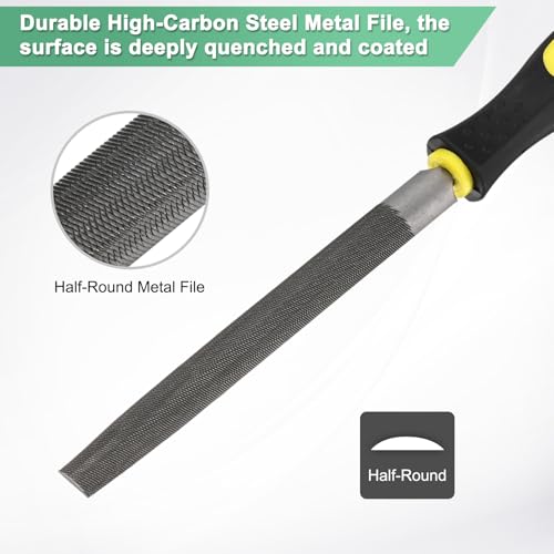 M METERXITY 4-Pack Half-Round Metal File 6 Inch, High Carbon Steel File Diamond File Hand File W PVC Grip Handle for Wood/Metal/Ceramic/Glass/Stone/Jewelry/Tile/Model/DIY/Sharpening File 2 M METERXITY 4-Pack Half-Round Metal File 6 Inch, High Carbon Steel File Diamond File Hand File W PVC Grip Handle for Wood/Metal/Ceramic/Glass/Stone/Jewelry/Tile/Model/DIY/Sharpening File - Image 2