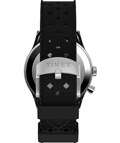 Timex Men's Waterbury 39 mm Watch - Black Synthetic Rubber Two- Piece Black Dial Stainless Steel Case TW2W22600