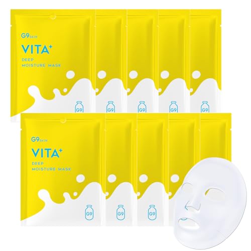 G9 VITA+ DEEP MOIST MASK 22mL 10枚セット 個包装 (高保湿 くすみケア) G9シートマスク マスクパック フェイスパック ビタミン7種 アミノ酸17種 CICA配合 ほのかなビタミンの香り