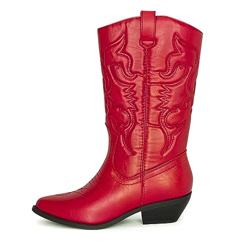 Chariot & Co Ring Women’s Western Cowgirl Boots – Mid-Calf Style with 2” Heel in Multiple Colors