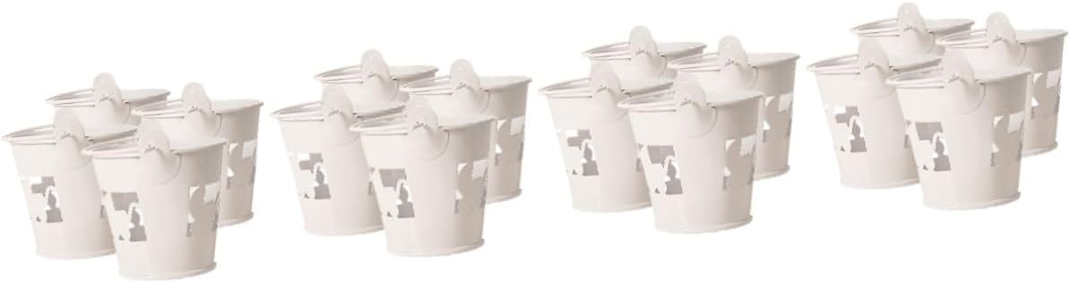Garneck 16pcs Hollow Design Candy Snack Storage Buckets with Handle Decorative Organizers for Parties Easter Halloween and Weddings