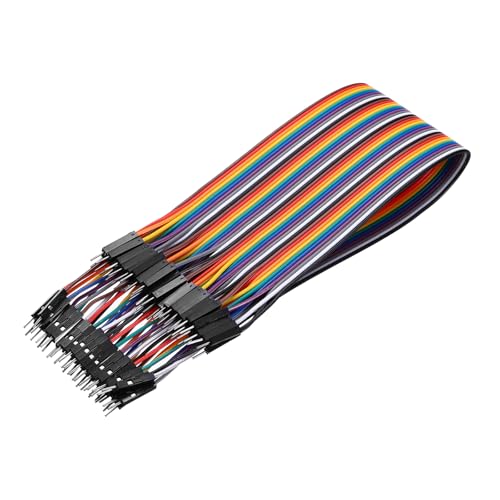 MECCANIXITY Male to Male 40Pin Breadboard Jumper Wire 2.54mm Pitch Ribbon Cable 30cm Long Electronics Breadboard Ribbon Cables for Breadboard Electronic Projects Pack of 1