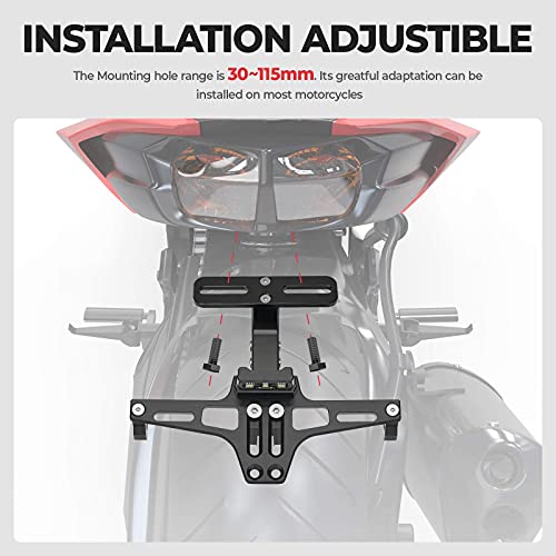 Kemimoto FE002UNBK Motorcycle License Plate Bracket Fender Eliminator Kit Universal Motorcycle Tail Tidy Motorcycle License Plate Holder Mount thumb #4