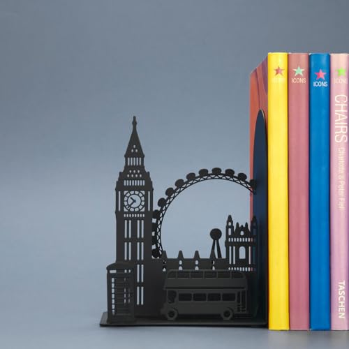 Balvi Buchstütze London Schwarz Farbe Stabil und rutschfest Metall