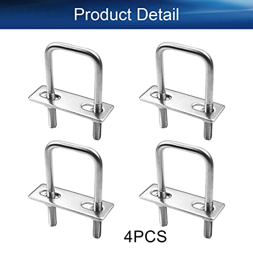 Image of 4Packs M6 Square U-Bolts 1-5 /32 inch (30mm) Inner Width with Washers and Nuts | M6x30x70mm, 304 Stainless Steel, for Automobiles Trailer, Ski Boat, or Sailboat Trailer